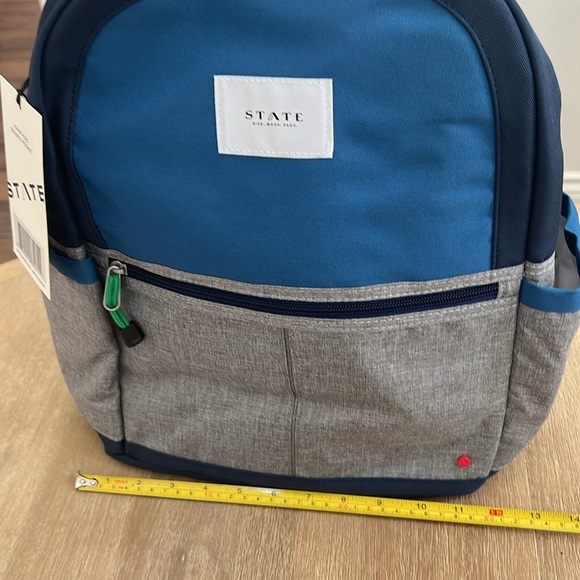 STATE Bags Kane Kids Double Pocket Backpack Navy Gray - Picture 7 of 9